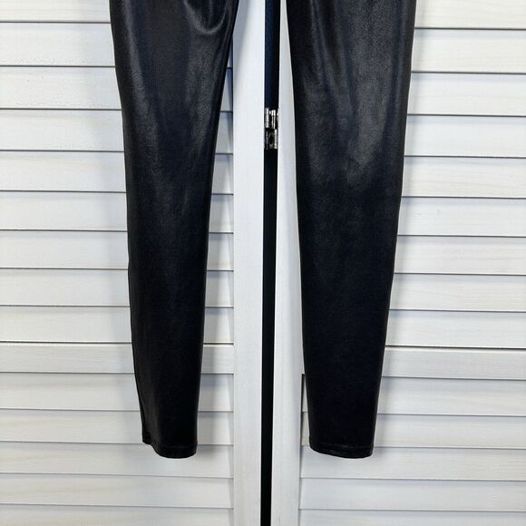 Spanx Black Faux Leather Leggings Power Waistband Coated Athleisure Size M‎ - Picture 7 of 11